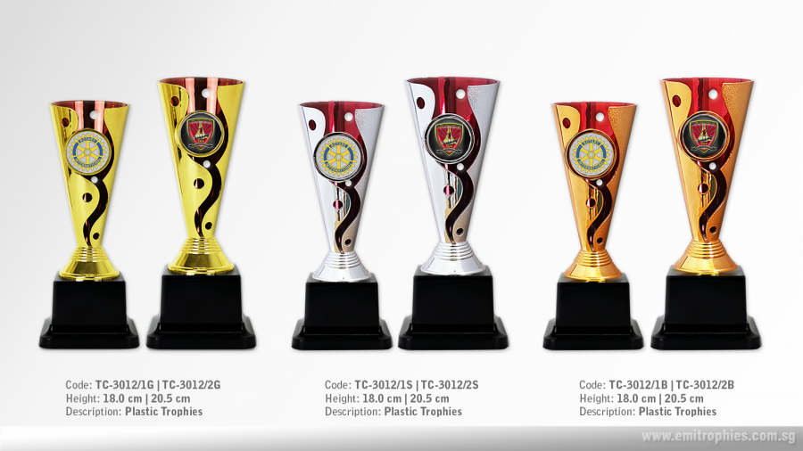 TC-3012 Plastic Trophy Gold Silver Bronze Singapore
