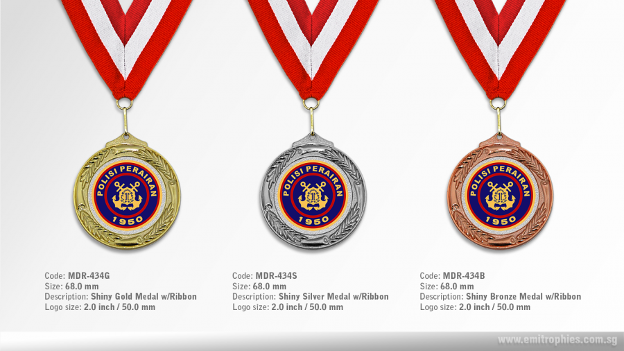 MDR-434 Custom Shiny Medal Gold Silver Bronze Singapore