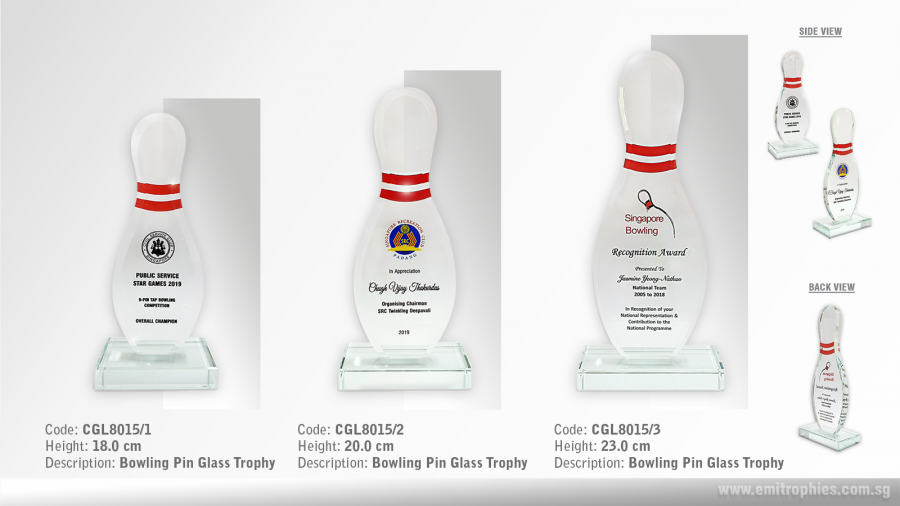 CGL8015 Bowling Pin Glass Plaque