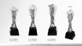 CGZ007 Clear Twisted Crystal Trophy available in three sizes with black crystal base