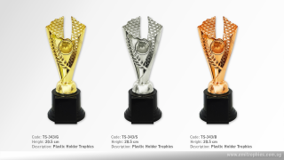 TS-343 Plastic Trophy - Gold, Silver & Bronze
