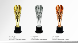 TS-346 Plastic Trophy - Gold, Silver & Bronze