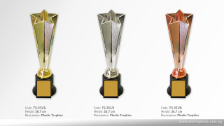 TS-351 Plastic Star Holder Trophy - Gold, Silver & Bronze